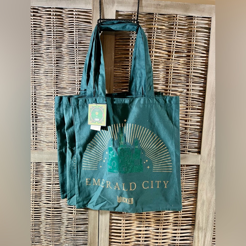 Set of three green Wicked Emerald City bags.